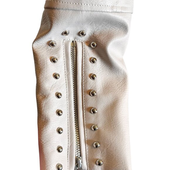 Ly Varley Lin Faux Leather Moto Jacket Size S Floral Embroidery Studded Y2K NWT - Picture 10 of 16